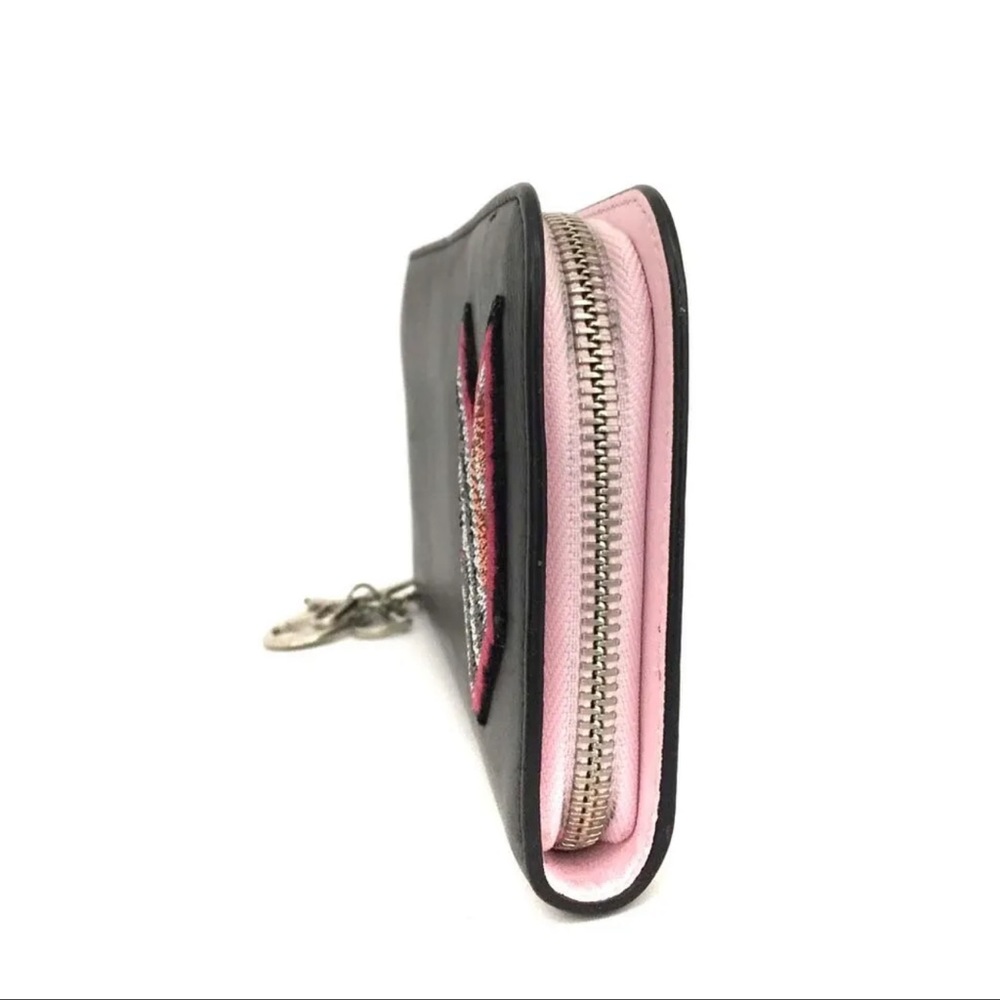 Christian Dior Leather Sequin Zip Around Long Wallet purse /1K0608 - Picture 2 of 8